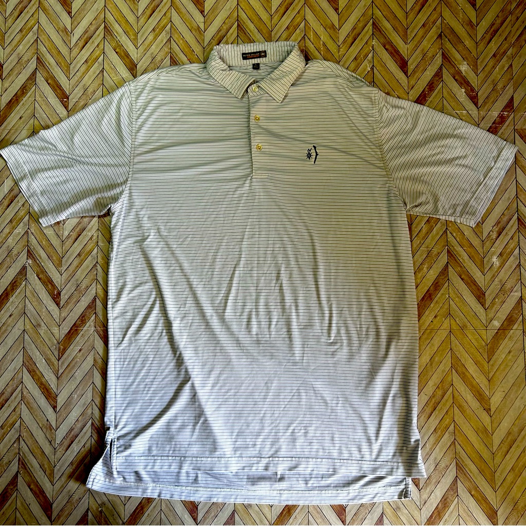 Peter Miller Men’s Striped Golf Polo Summer Comfort Size Large. Small Snag In B